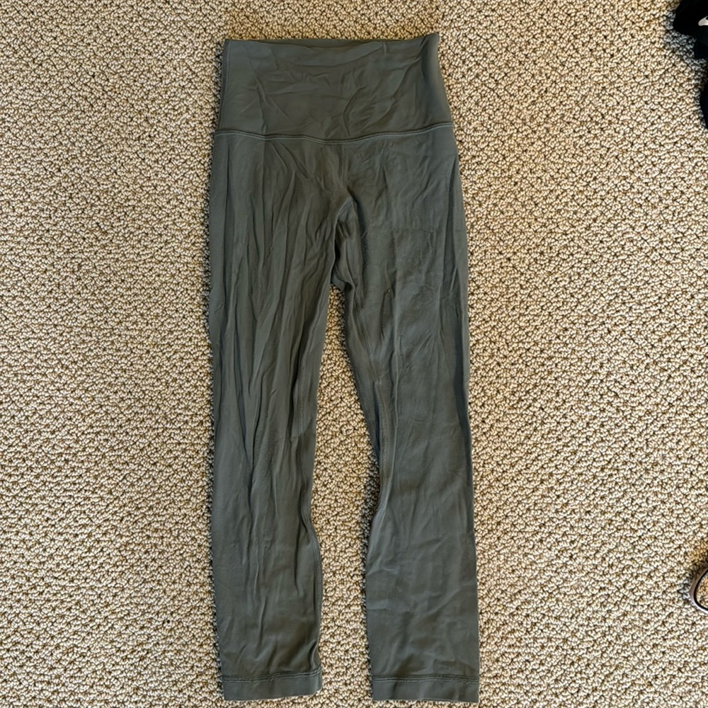 Lulu align leggings!! I am 5’3 and they are only slightly cropped!